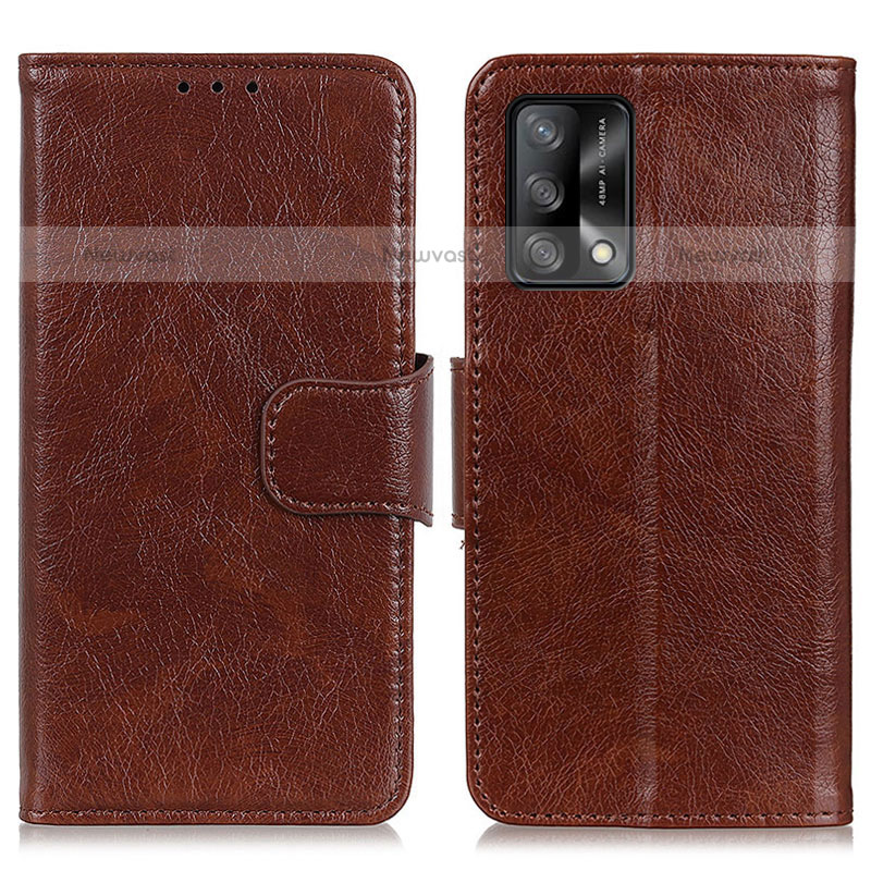 Leather Case Stands Flip Cover Holder N05P for Oppo A74 4G