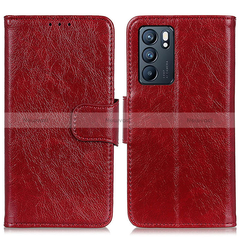 Leather Case Stands Flip Cover Holder N05P for Oppo Reno6 5G