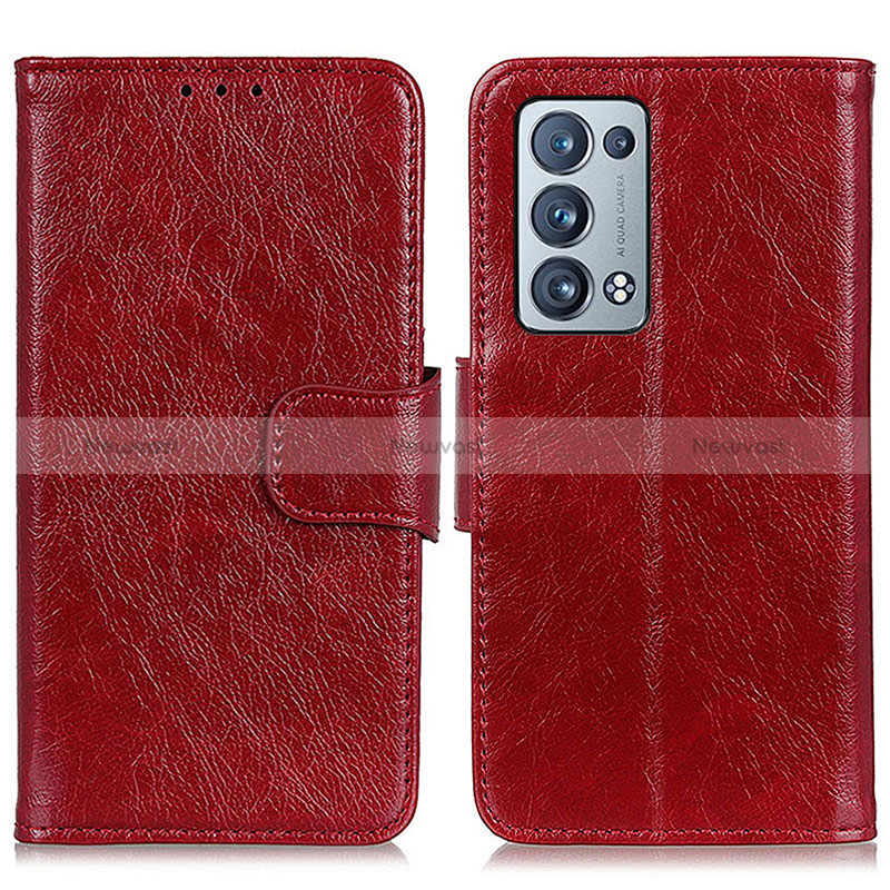 Leather Case Stands Flip Cover Holder N05P for Oppo Reno6 Pro+ Plus 5G
