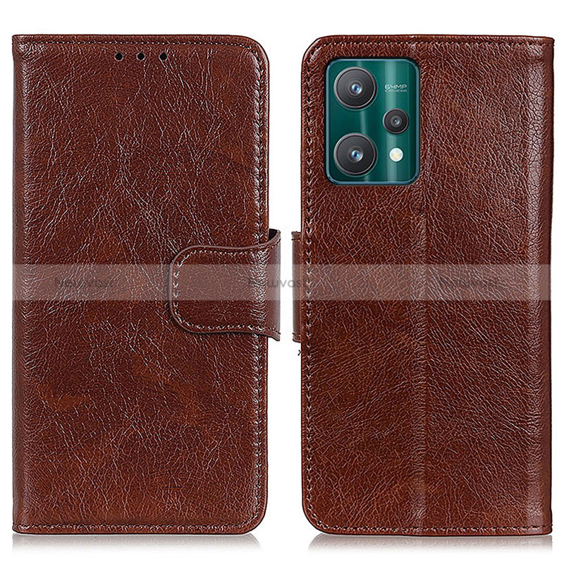 Leather Case Stands Flip Cover Holder N05P for Realme 9 Pro 5G Brown