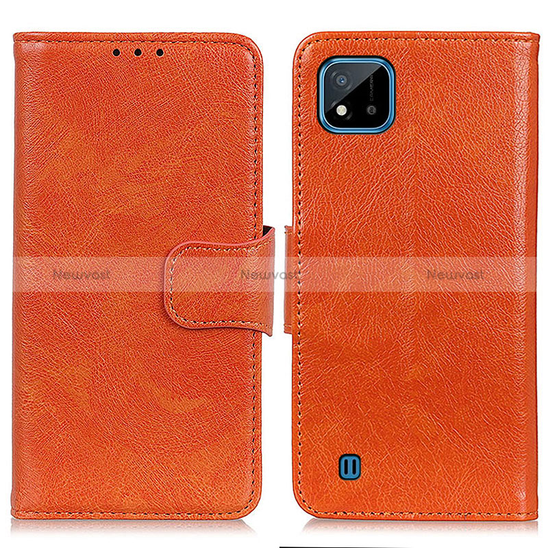 Leather Case Stands Flip Cover Holder N05P for Realme Narzo 50i Orange