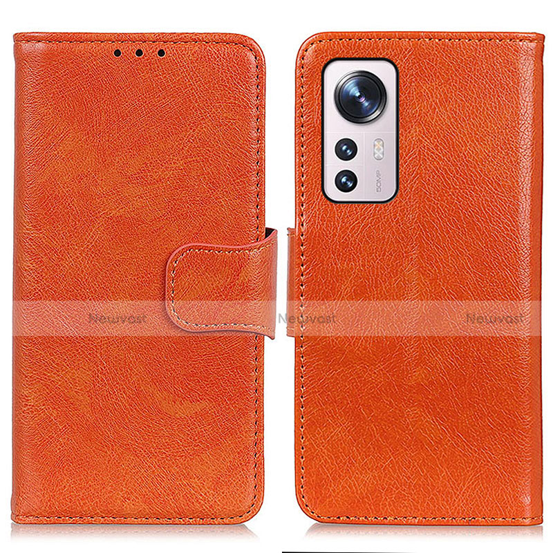 Leather Case Stands Flip Cover Holder N05P for Xiaomi Mi 12 5G Orange