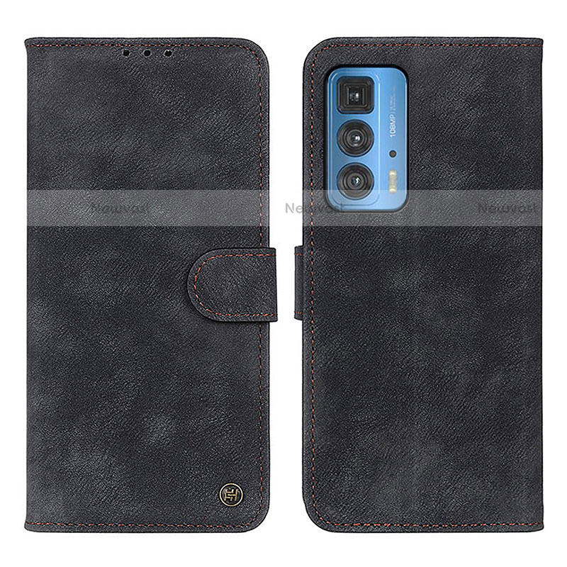 Leather Case Stands Flip Cover Holder N06P for Motorola Moto Edge S Pro 5G Black