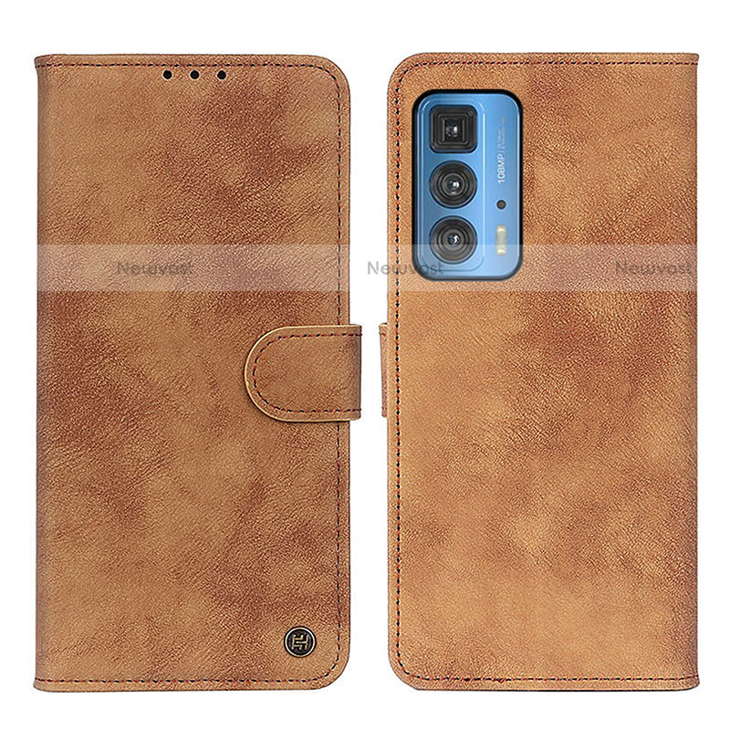 Leather Case Stands Flip Cover Holder N06P for Motorola Moto Edge S Pro 5G Brown