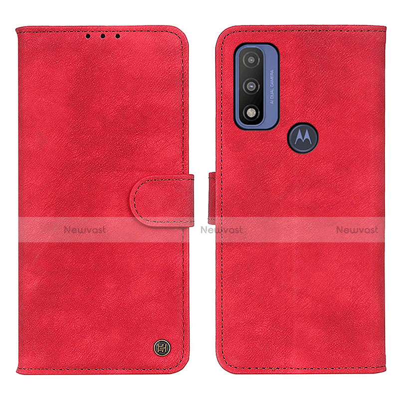 Leather Case Stands Flip Cover Holder N06P for Motorola Moto G Pure Red