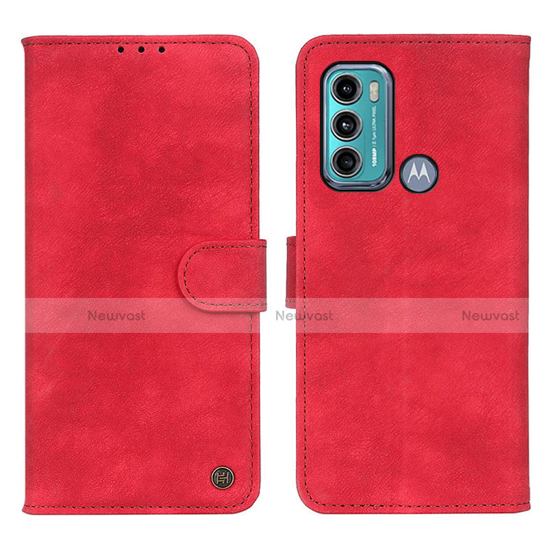 Leather Case Stands Flip Cover Holder N06P for Motorola Moto G40 Fusion Red