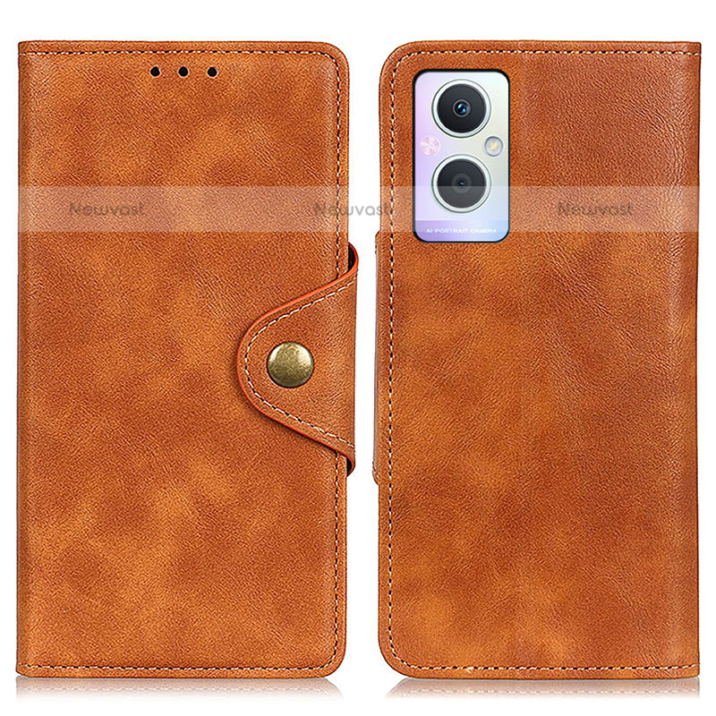 Leather Case Stands Flip Cover Holder N06P for OnePlus Nord N20 5G Brown