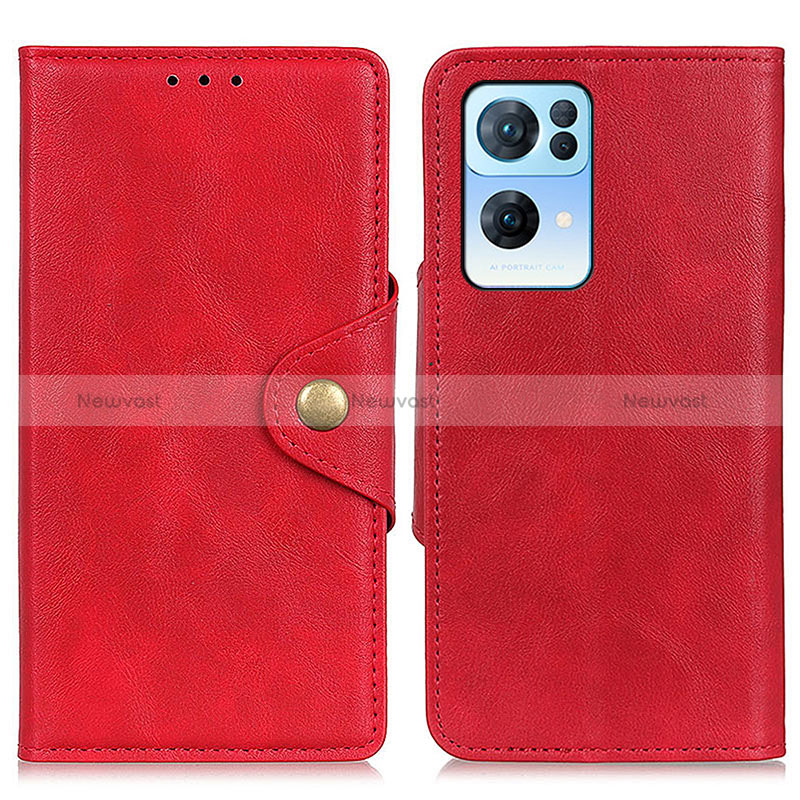 Leather Case Stands Flip Cover Holder N06P for Oppo Reno7 Pro 5G Red