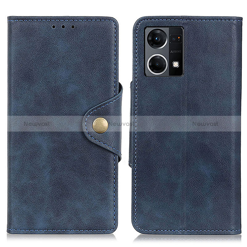 Leather Case Stands Flip Cover Holder N06P for Oppo Reno8 4G Blue