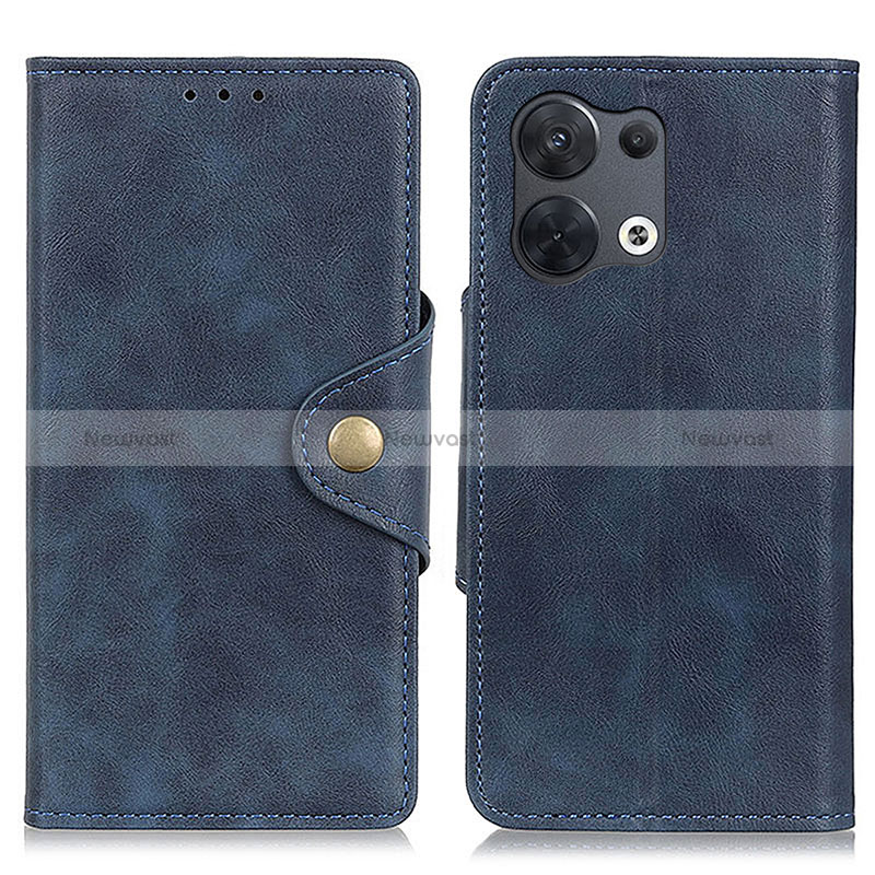 Leather Case Stands Flip Cover Holder N06P for Oppo Reno8 Pro 5G Blue