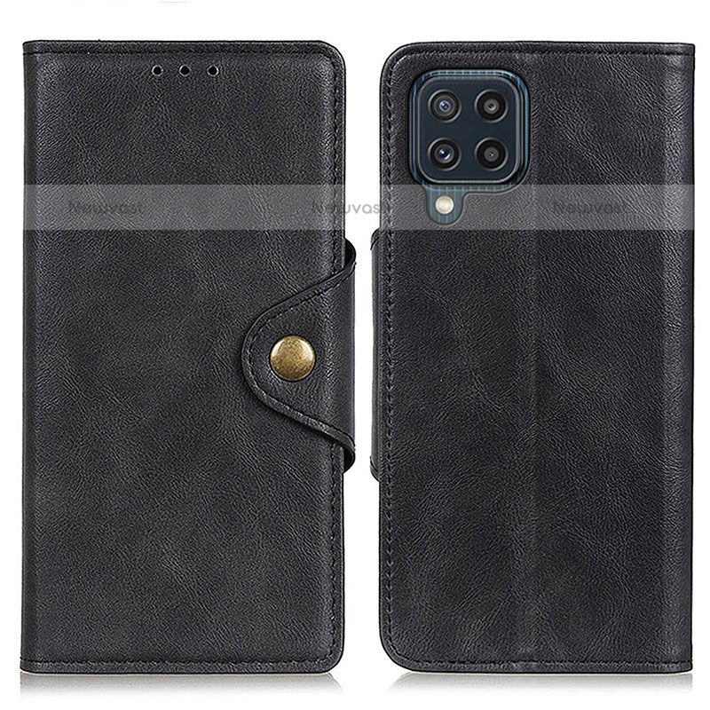Leather Case Stands Flip Cover Holder N06P for Samsung Galaxy M32 4G Black