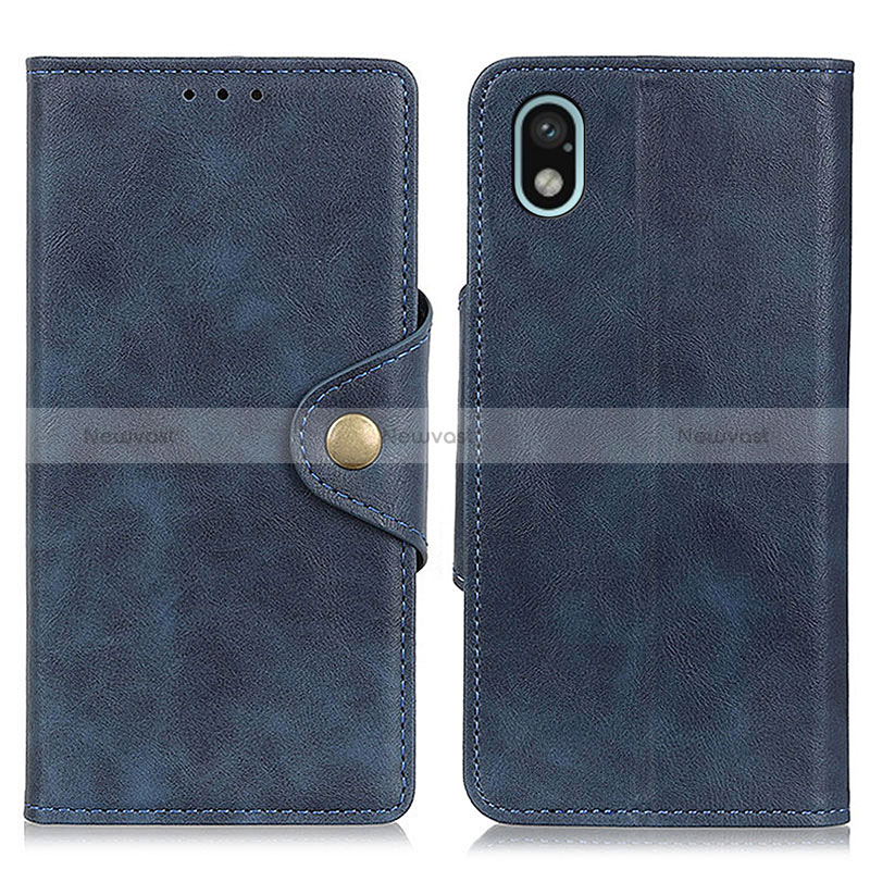 Leather Case Stands Flip Cover Holder N06P for Sony Xperia Ace III Blue