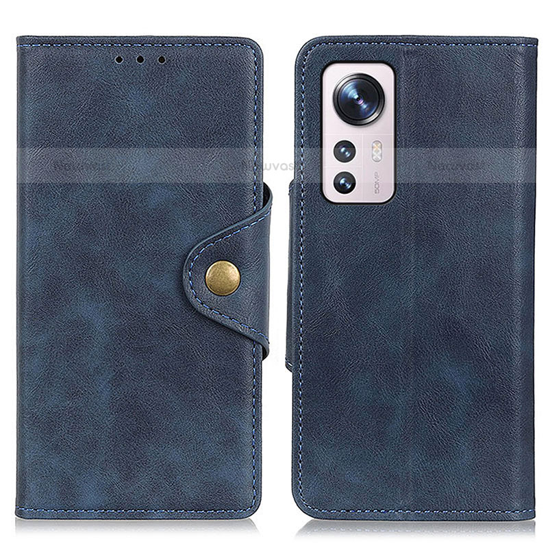 Leather Case Stands Flip Cover Holder N06P for Xiaomi Mi 12X 5G Blue