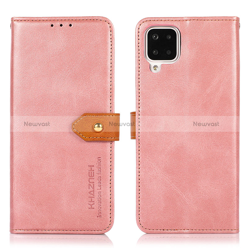 Leather Case Stands Flip Cover Holder N07P for Samsung Galaxy A12 Nacho Pink