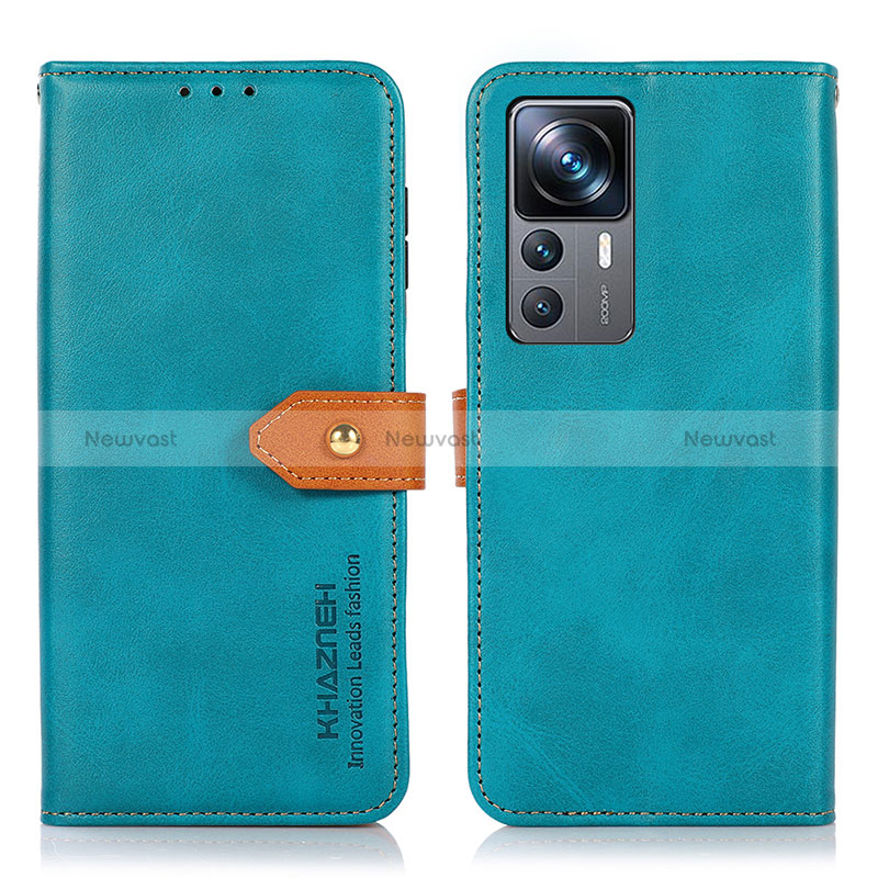 Leather Case Stands Flip Cover Holder N07P for Xiaomi Mi 12T Pro 5G Cyan