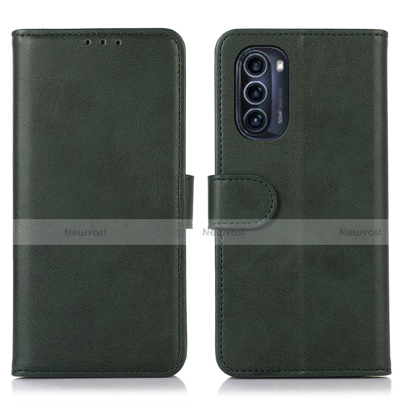 Leather Case Stands Flip Cover Holder N08P for Motorola Moto G52j 5G Green
