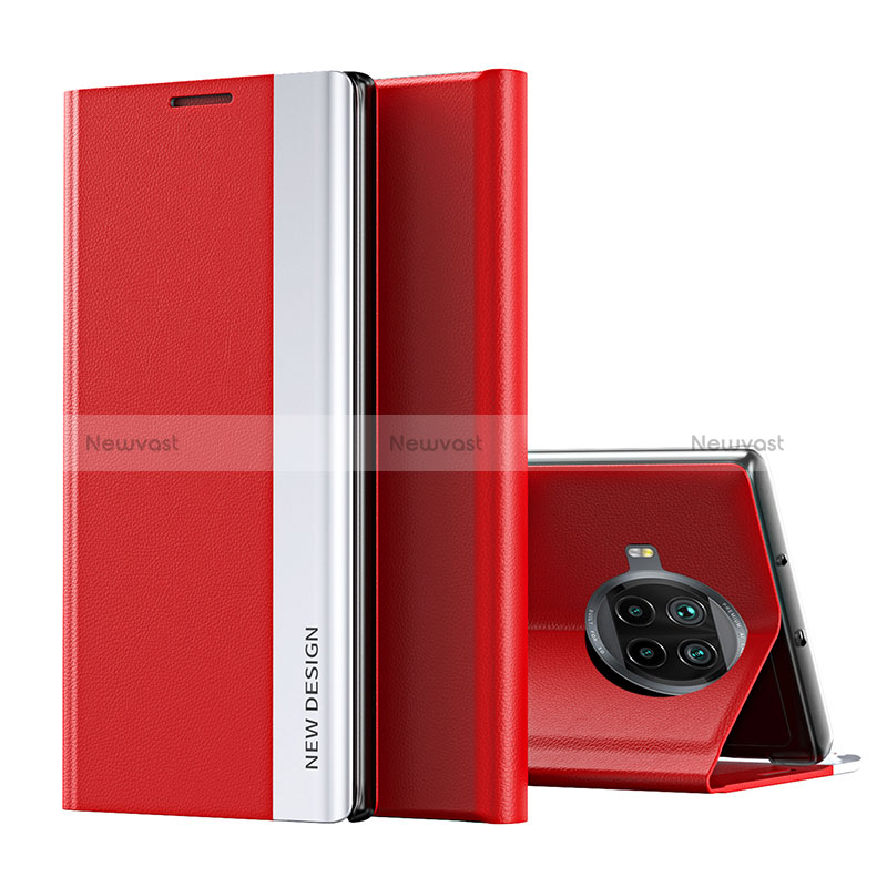 Leather Case Stands Flip Cover Holder Q01H for Xiaomi Mi 10T Lite 5G Red