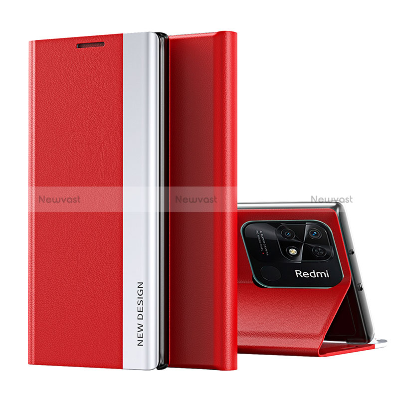 Leather Case Stands Flip Cover Holder Q01H for Xiaomi Redmi 10C 4G