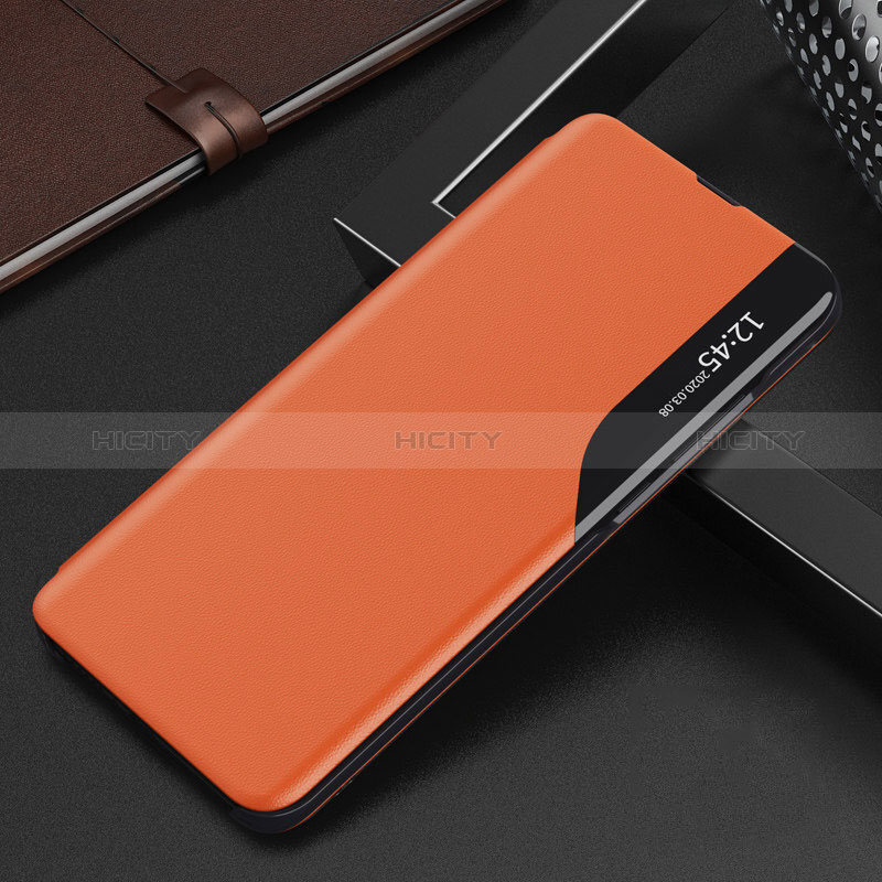 Leather Case Stands Flip Cover Holder Q02H for Samsung Galaxy A73 5G Orange