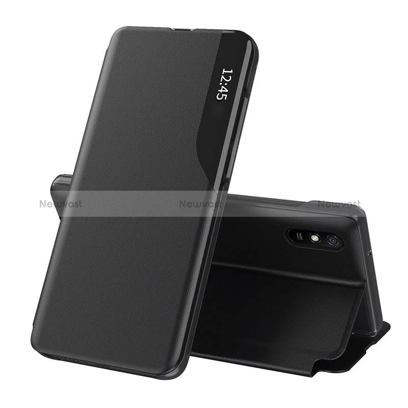 Leather Case Stands Flip Cover Holder Q02H for Xiaomi Redmi 9AT Black