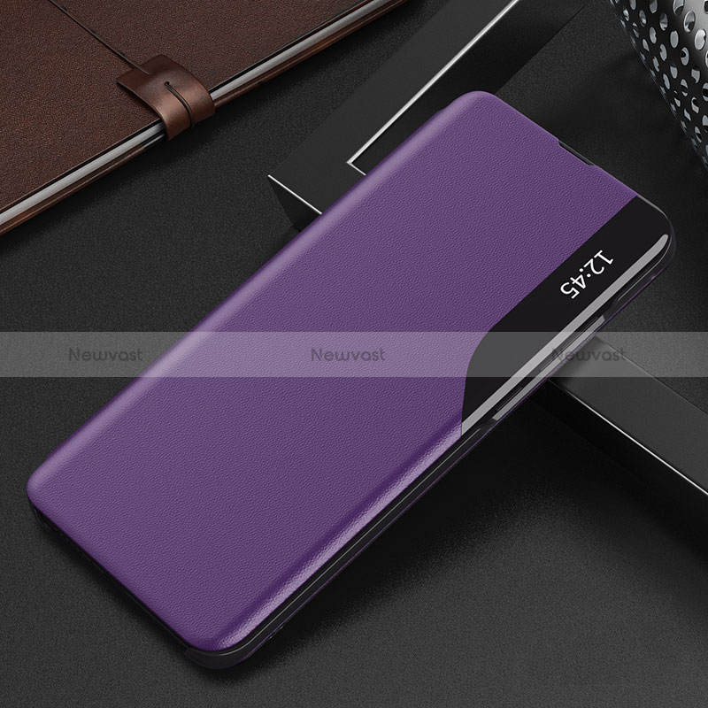 Leather Case Stands Flip Cover Holder Q03H for Xiaomi Redmi Note 9 Pro Max Purple