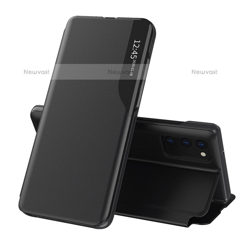 Leather Case Stands Flip Cover Holder QH1 for Samsung Galaxy A02s Black