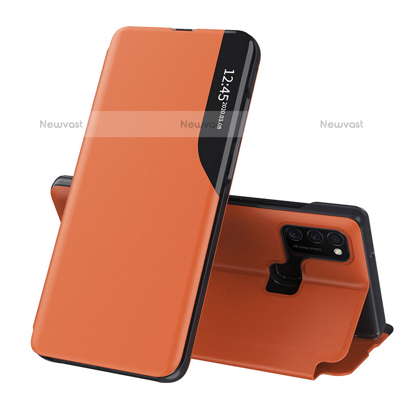 Leather Case Stands Flip Cover Holder QH1 for Samsung Galaxy M21