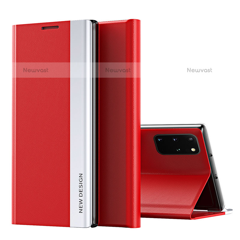 Leather Case Stands Flip Cover Holder QH1 for Samsung Galaxy S20 Plus 5G Red