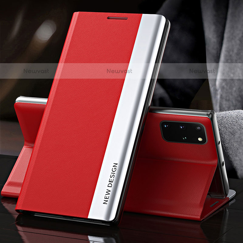 Leather Case Stands Flip Cover Holder QH2 for Samsung Galaxy S20 Plus Red