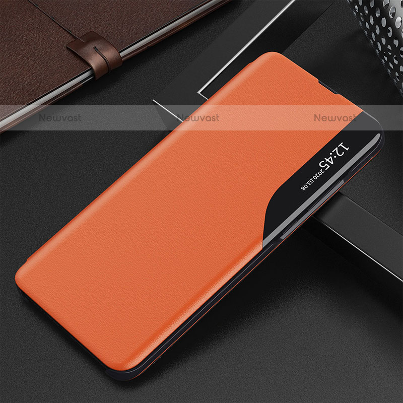 Leather Case Stands Flip Cover Holder QH3 for Samsung Galaxy M30s Orange