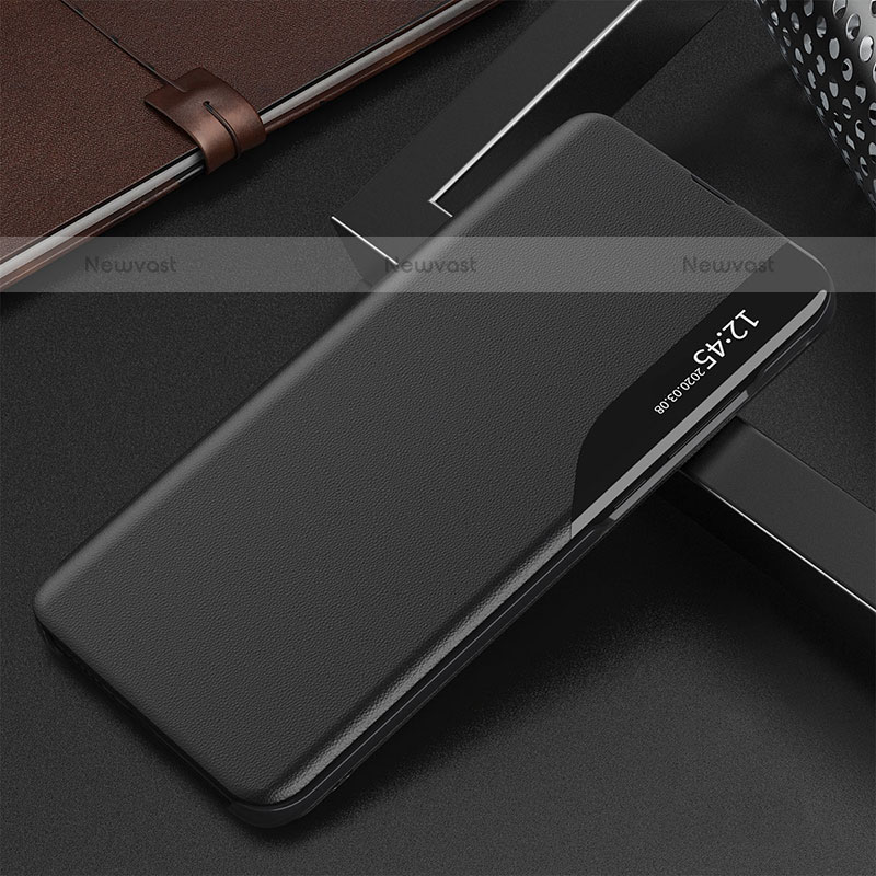 Leather Case Stands Flip Cover Holder QH3 for Samsung Galaxy Note 10 Lite Black