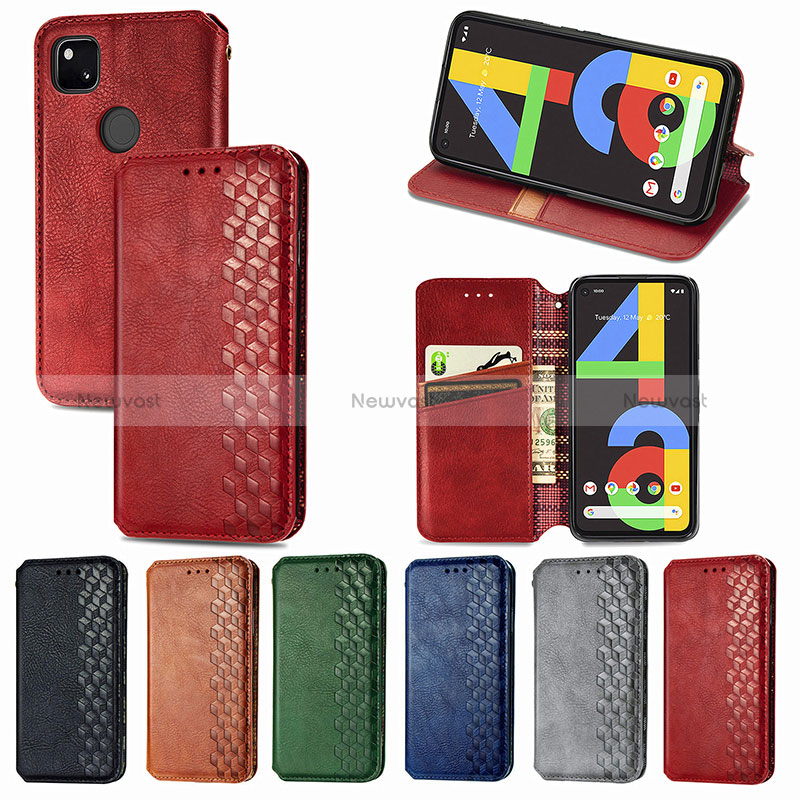 Leather Case Stands Flip Cover Holder S01D for Google Pixel 4a