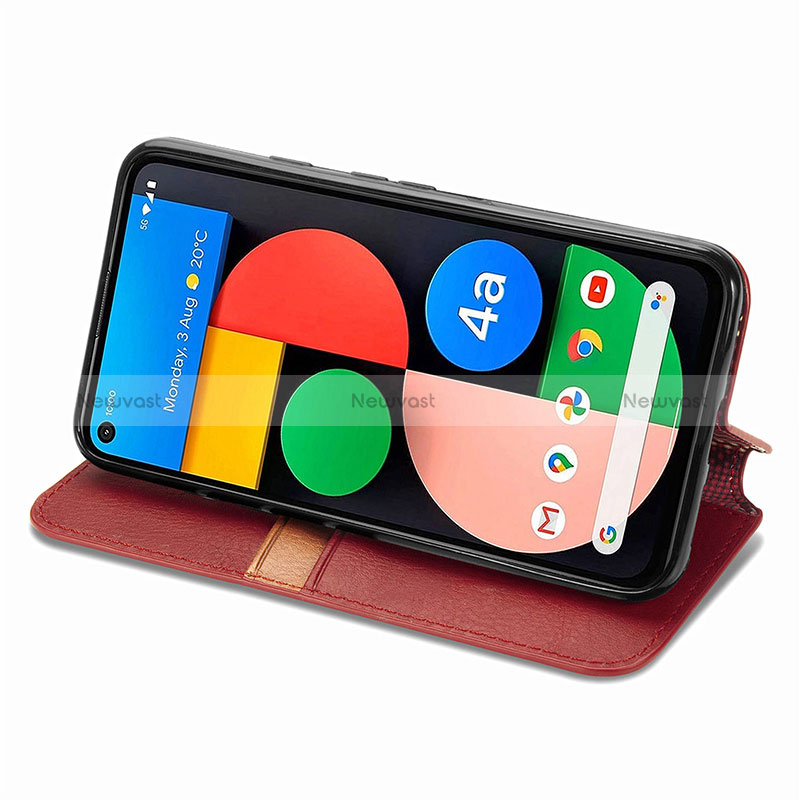 Leather Case Stands Flip Cover Holder S01D for Google Pixel 5 XL 5G