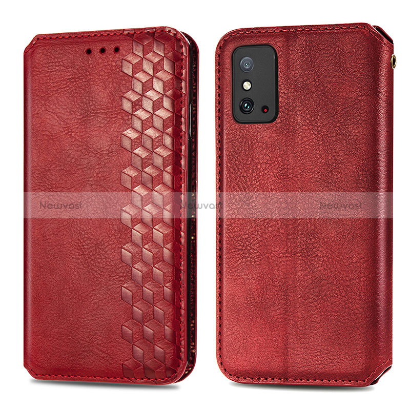 Leather Case Stands Flip Cover Holder S01D for Huawei Honor X10 Max 5G Red