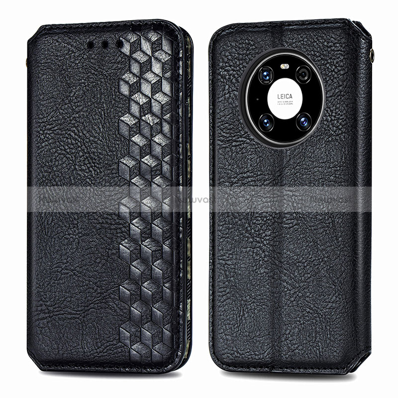 Leather Case Stands Flip Cover Holder S01D for Huawei Mate 40 Black