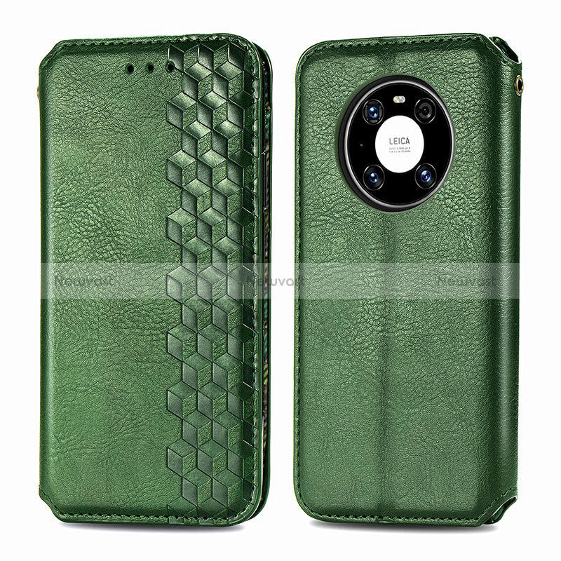 Leather Case Stands Flip Cover Holder S01D for Huawei Mate 40 Pro Green