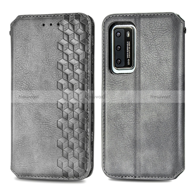 Leather Case Stands Flip Cover Holder S01D for Huawei P40 Gray