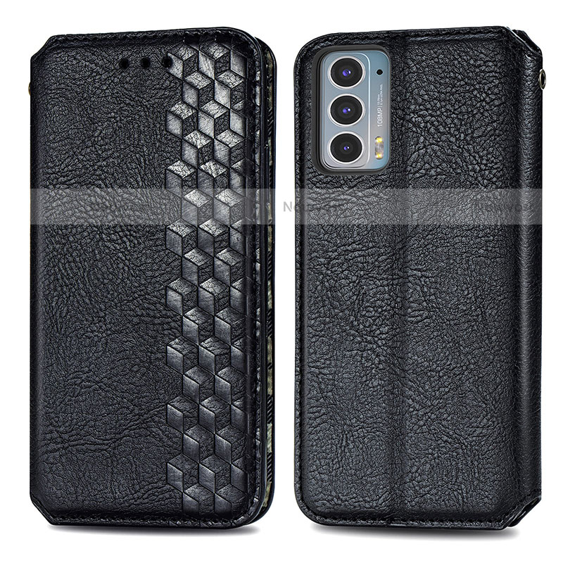 Leather Case Stands Flip Cover Holder S01D for Motorola Moto Edge 20 5G Black
