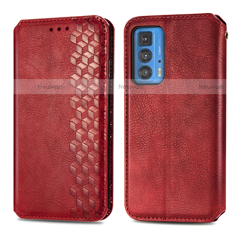 Leather Case Stands Flip Cover Holder S01D for Motorola Moto Edge S Pro 5G Red