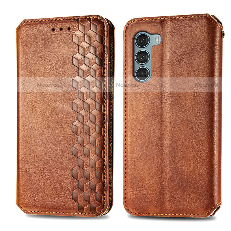 Leather Case Stands Flip Cover Holder S01D for Motorola Moto G200 5G