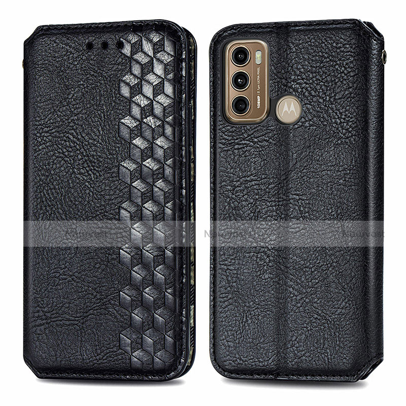 Leather Case Stands Flip Cover Holder S01D for Motorola Moto G40 Fusion Black