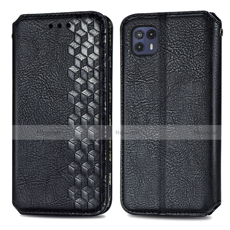 Leather Case Stands Flip Cover Holder S01D for Motorola Moto G50 5G Black