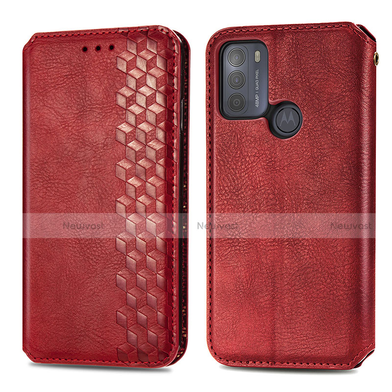 Leather Case Stands Flip Cover Holder S01D for Motorola Moto G50 Gray