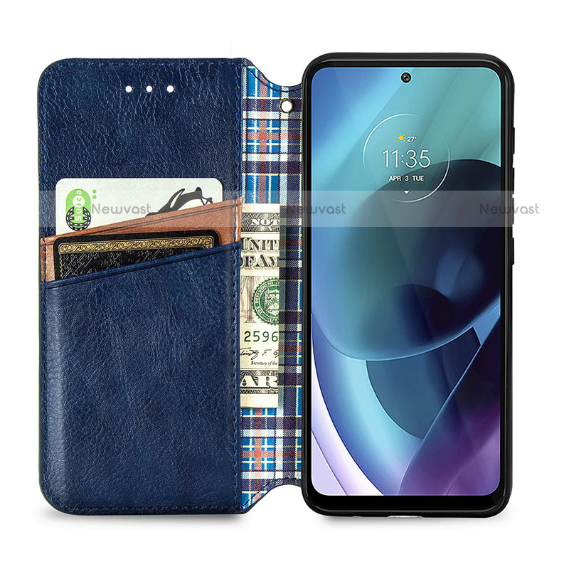 Leather Case Stands Flip Cover Holder S01D for Motorola Moto G71 5G