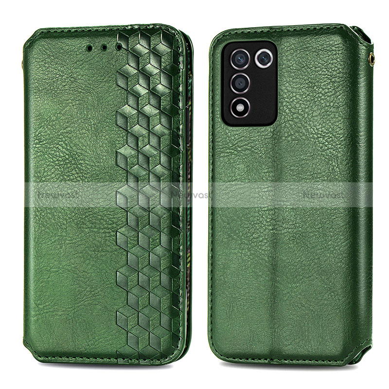 Leather Case Stands Flip Cover Holder S01D for Oppo K9S 5G Green