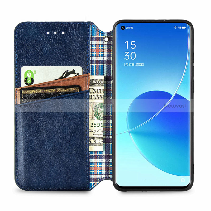 Leather Case Stands Flip Cover Holder S01D for Oppo Reno6 Pro+ Plus 5G