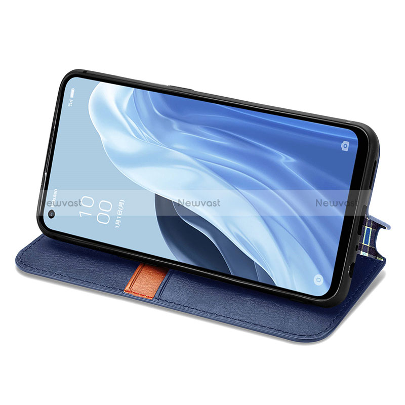 Leather Case Stands Flip Cover Holder S01D for Oppo Reno7 A