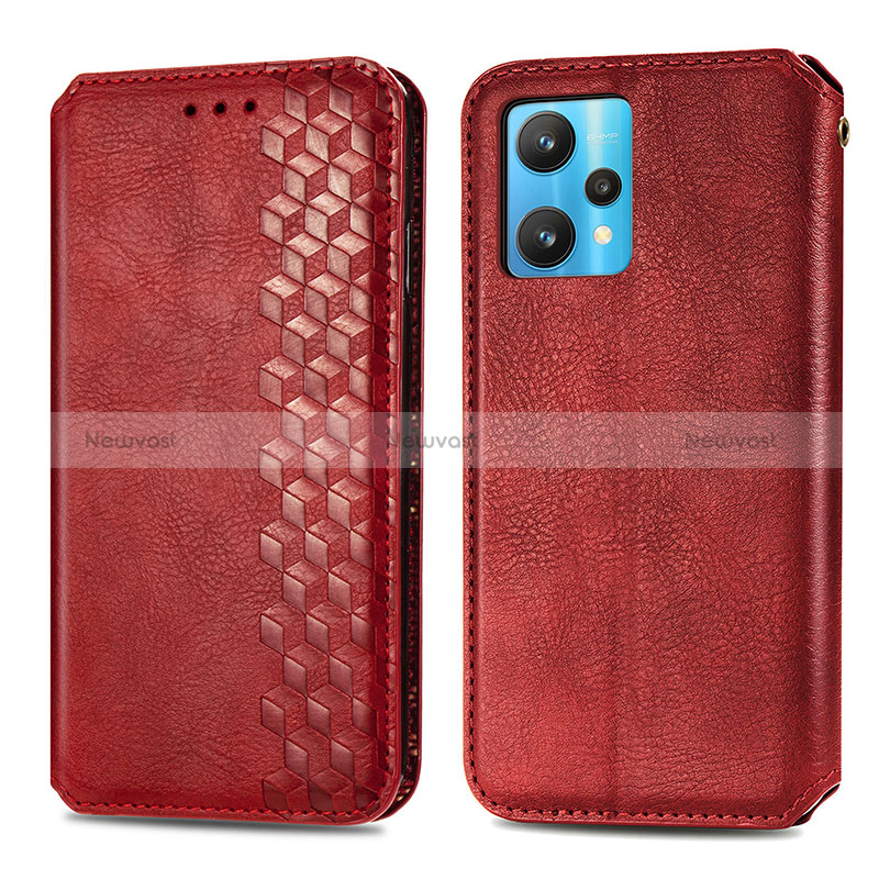 Leather Case Stands Flip Cover Holder S01D for Realme 9 5G Red