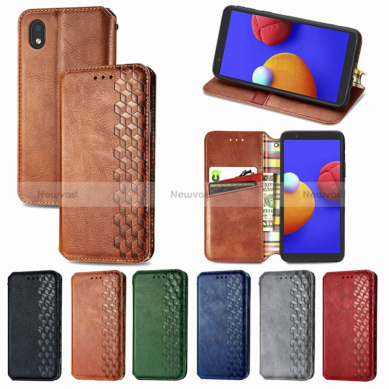 Leather Case Stands Flip Cover Holder S01D for Samsung Galaxy A01 Core