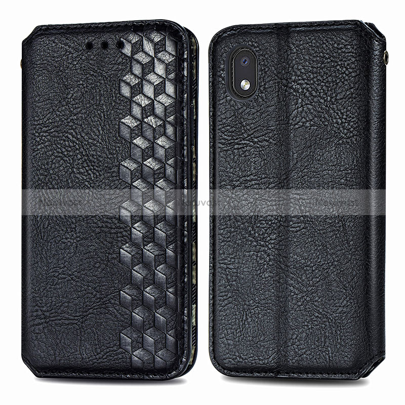 Leather Case Stands Flip Cover Holder S01D for Samsung Galaxy A01 Core Black
